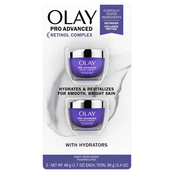 Olay Pro Advanced Retinol Complex Night Moisturizer, 1.7 fl oz, 2-pack