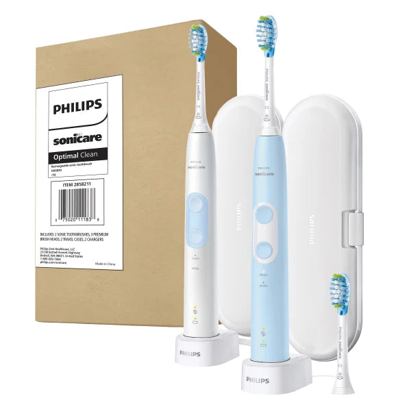 Philips Sonicare Optimal Clean Rechargeable Electric Toothbrush, 2-pack